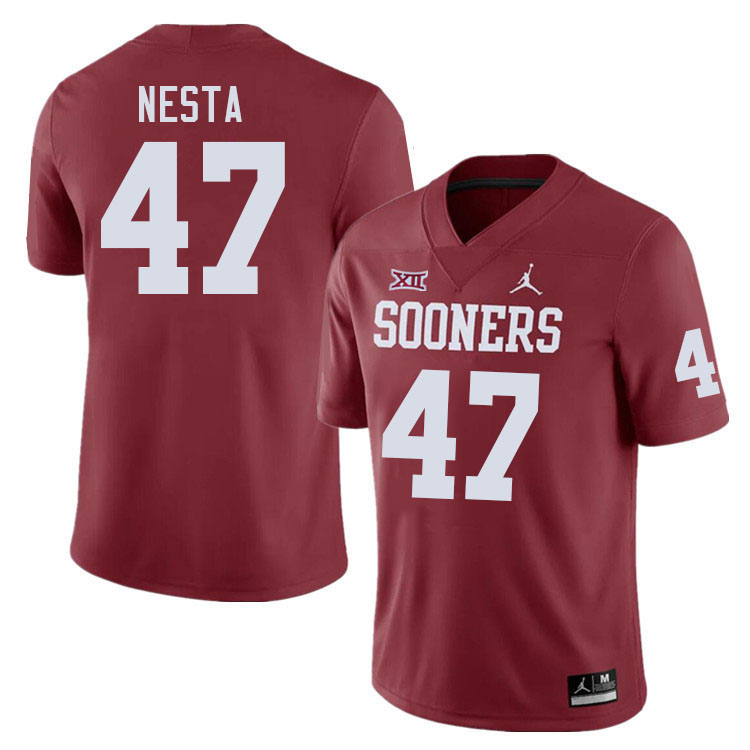 Men #47 James Nesta Oklahoma Sooners College Football Jerseys Stitched-Crimson